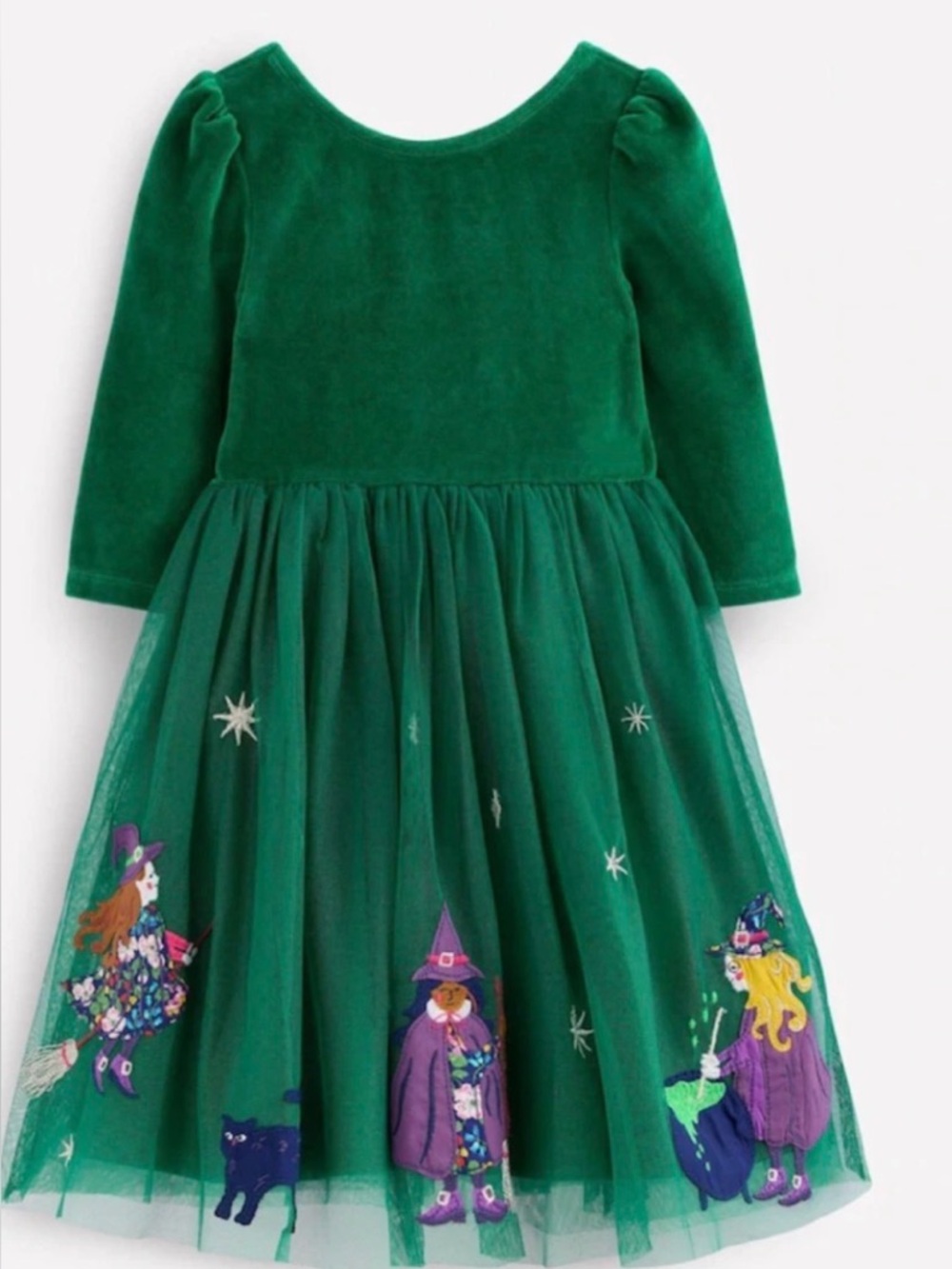 Mini Boden Green Velvet & Tulle Witch Dress